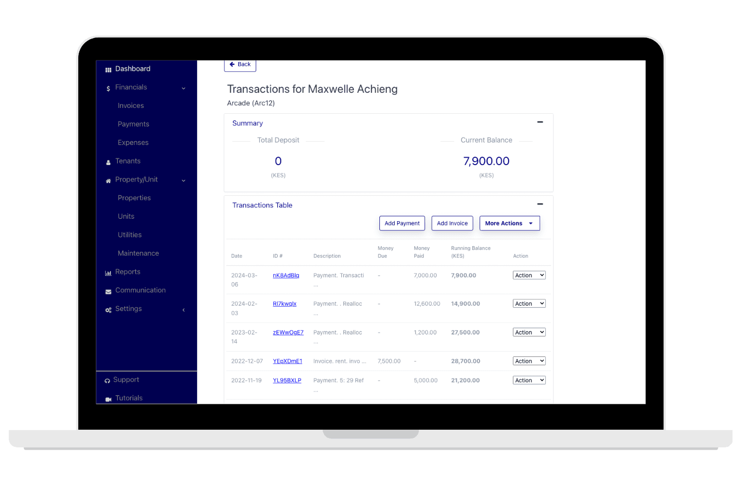 Tenant transactions on Bomahut